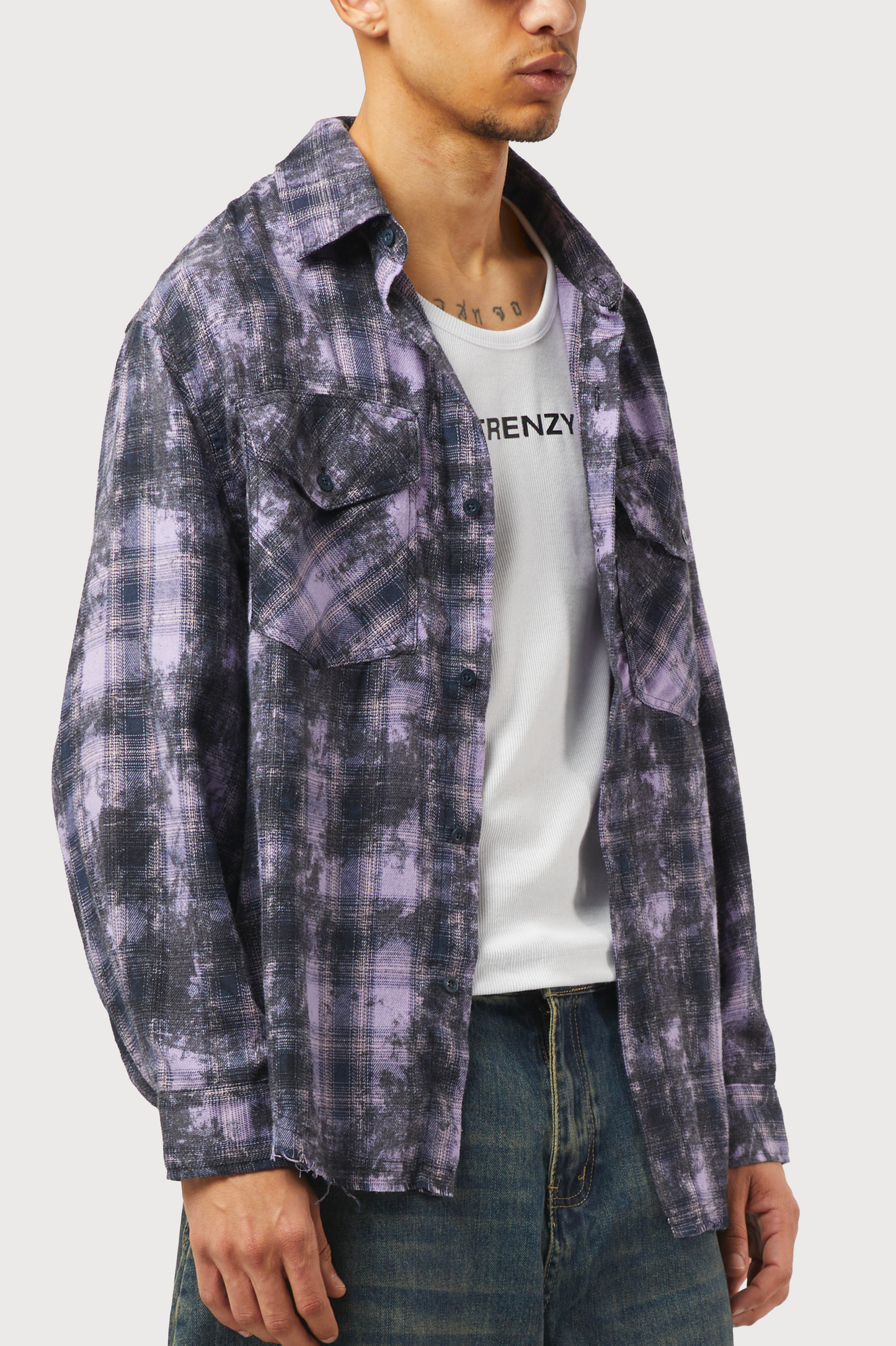 CHEMISE À CARREAUX VIOLETTE