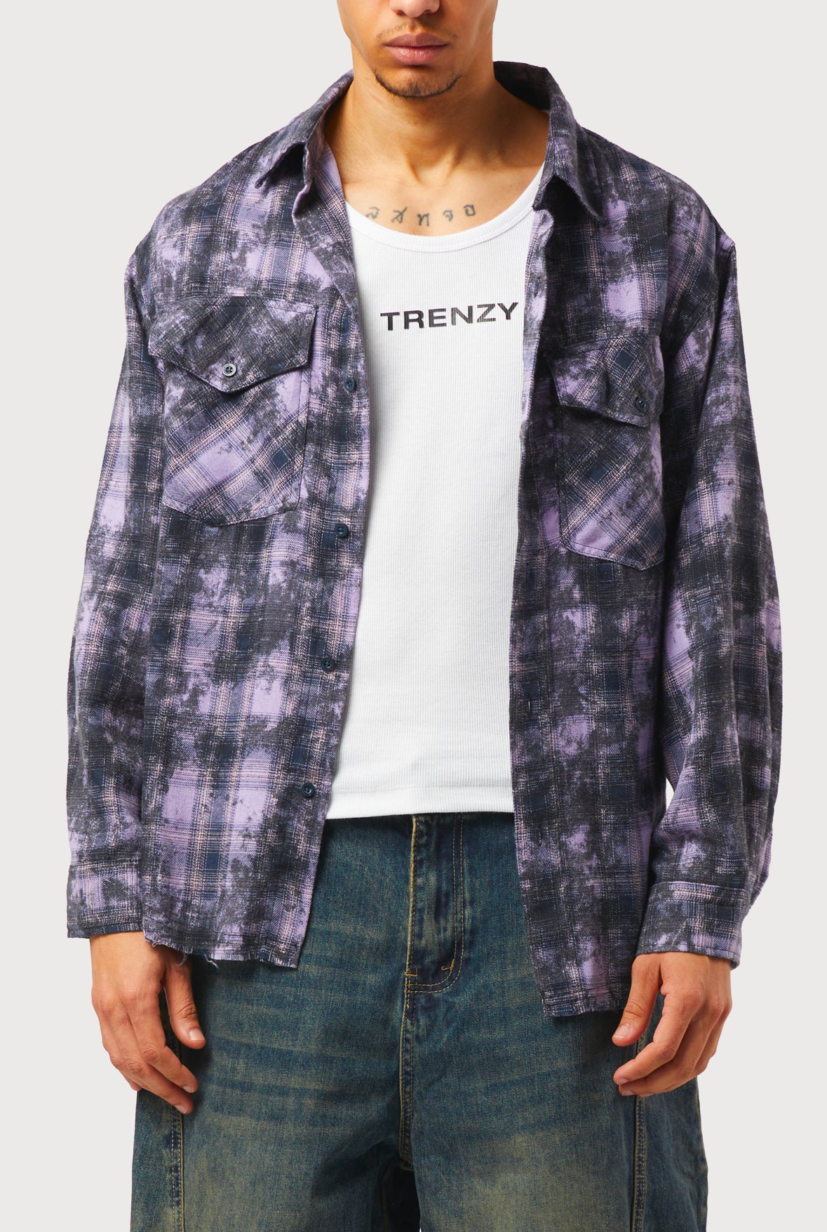 CHEMISE À CARREAUX VIOLETTE