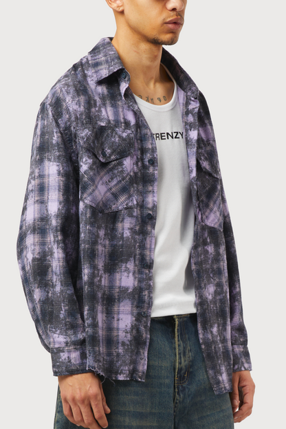 CHEMISE À CARREAUX VIOLETTE