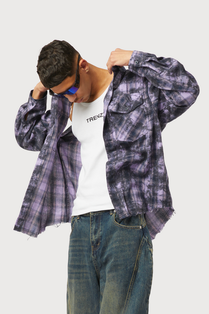 CHEMISE À CARREAUX VIOLETTE