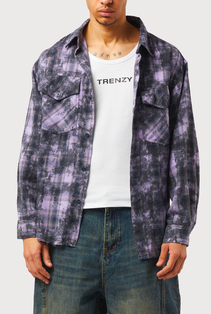 CHEMISE À CARREAUX VIOLETTE