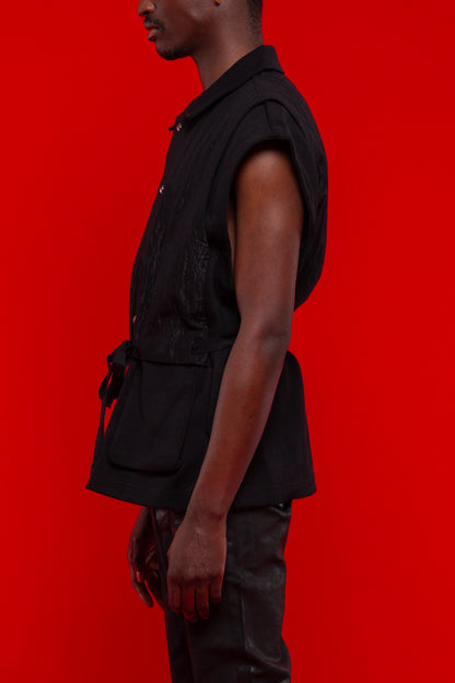 CHEMISE SANS MANCHES BI-MATIÈRES