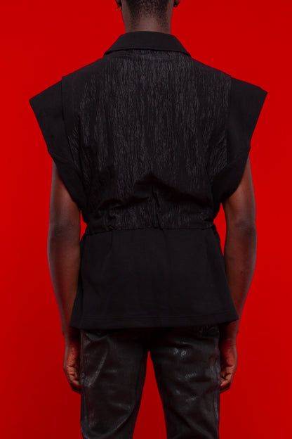 CHEMISE SANS MANCHES BI-MATIÈRES